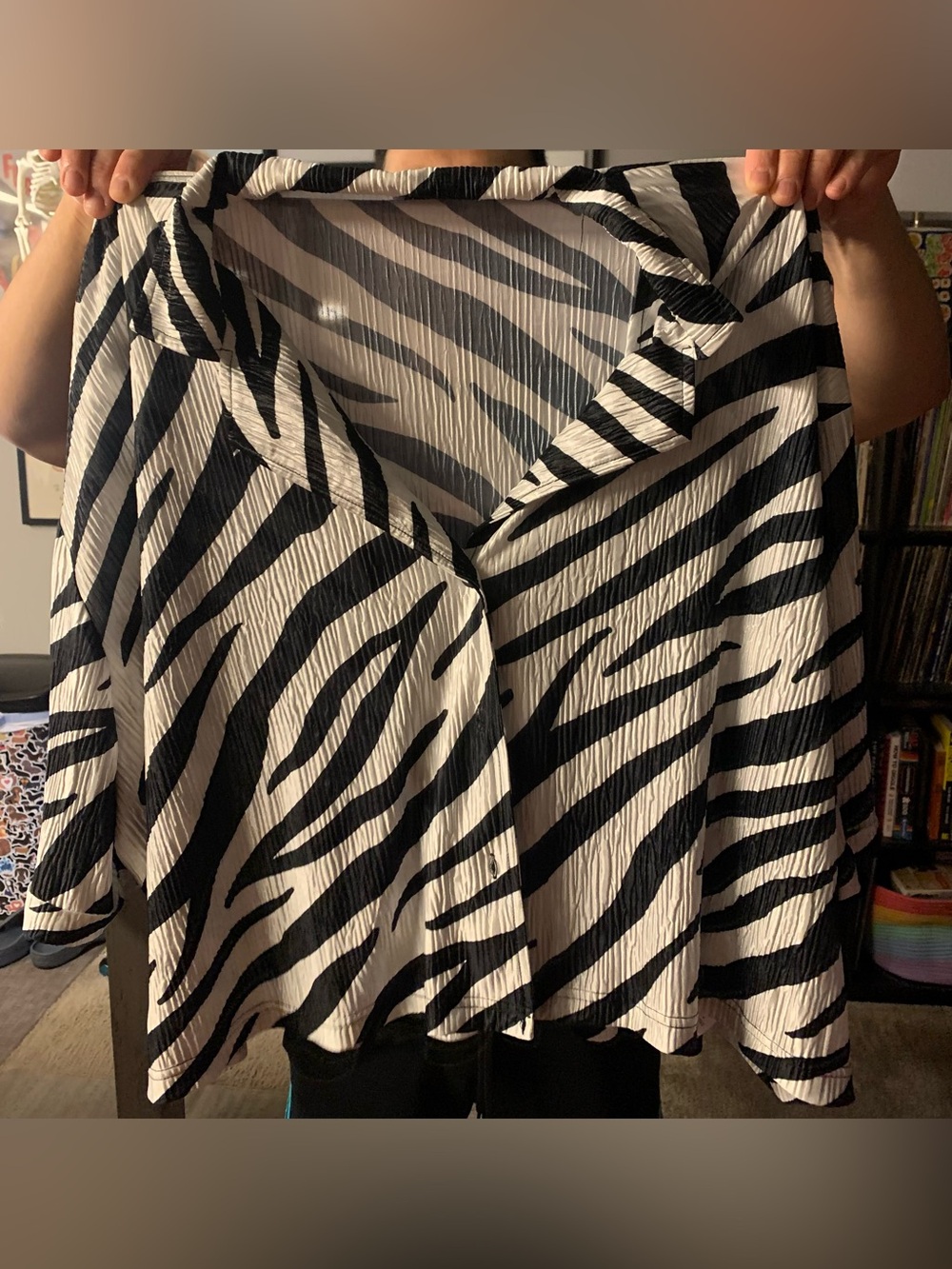 Never worn - Bourbon and Belles - Zebra Print Black and White Pleated plisse top